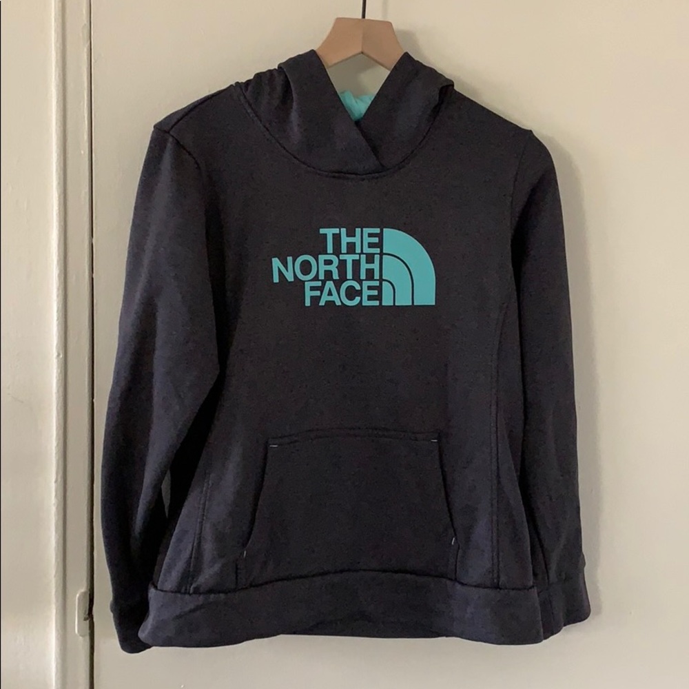 The North Face teal/gray hoodie